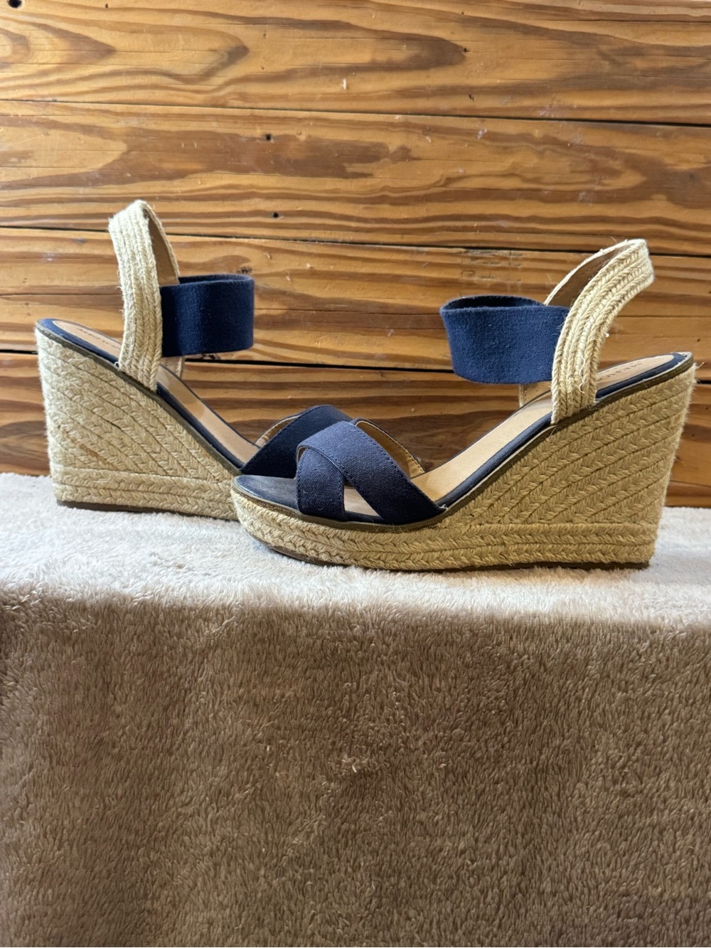 Merona Navy Blue Espadrille Wedge Sandals